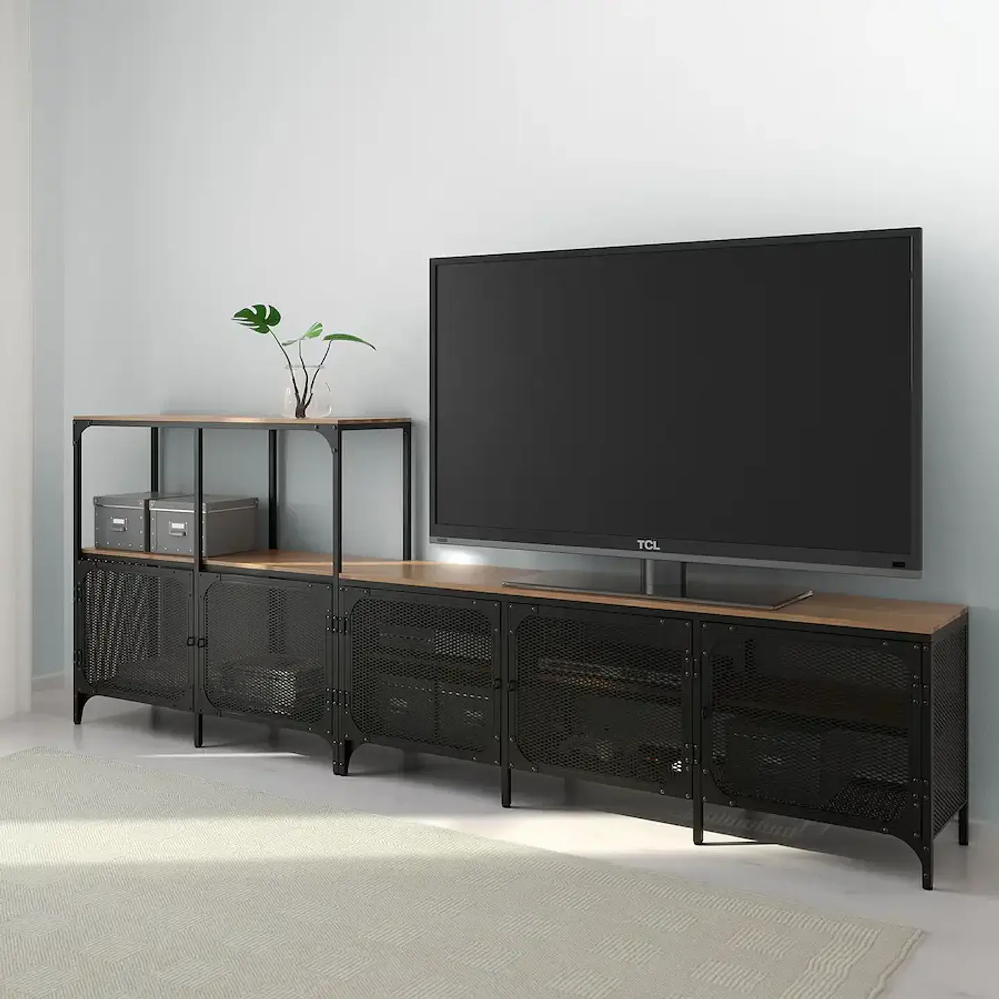 TV Rack, Black FJÄLLBO 3