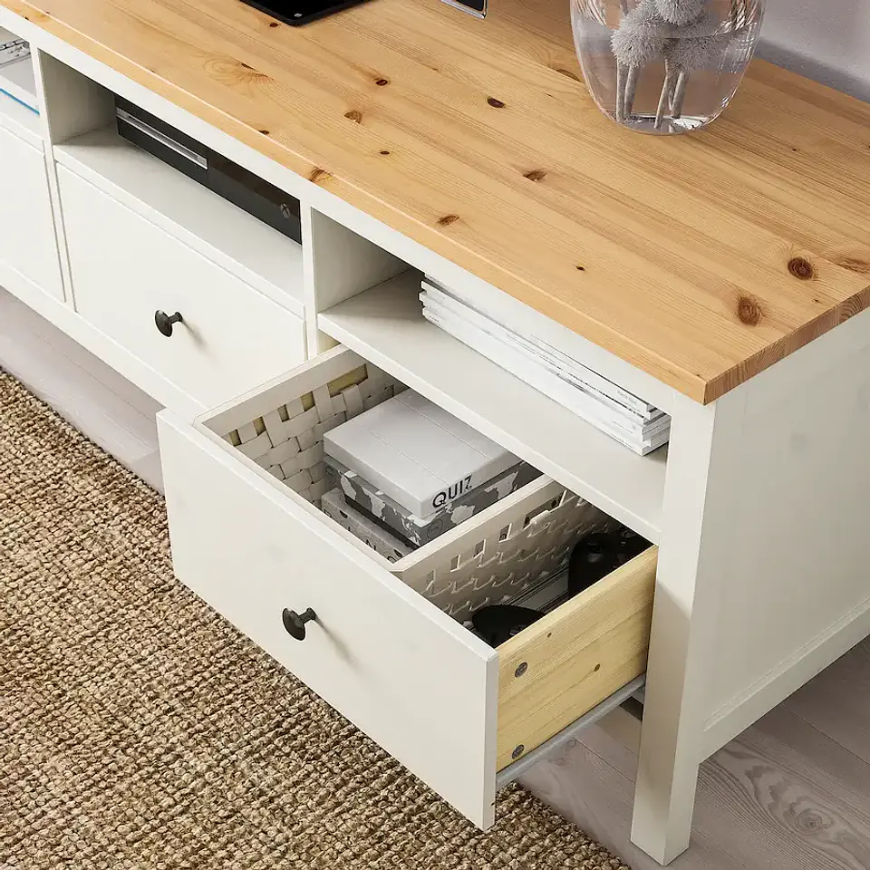 TV Rack, White/Sepia Tint HEMNES 3
