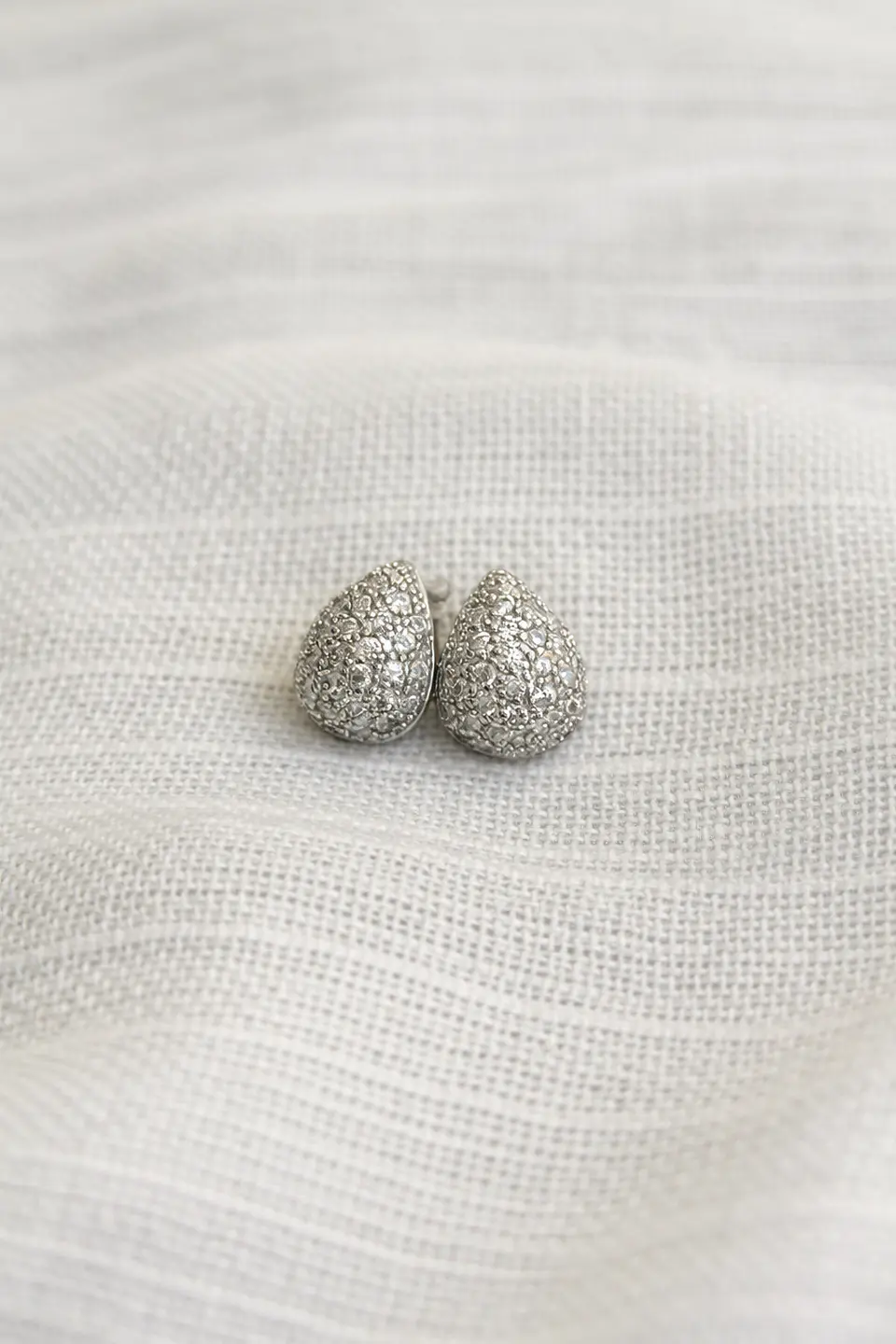 Brincos gota zircónias Ródio Branco 2