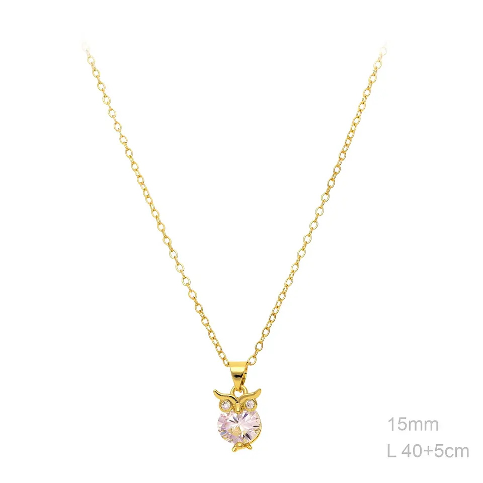 Colar com pingente coruja Banhado a ouro 3