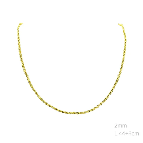 Colar cordão baiano 2mm Banhado a ouro