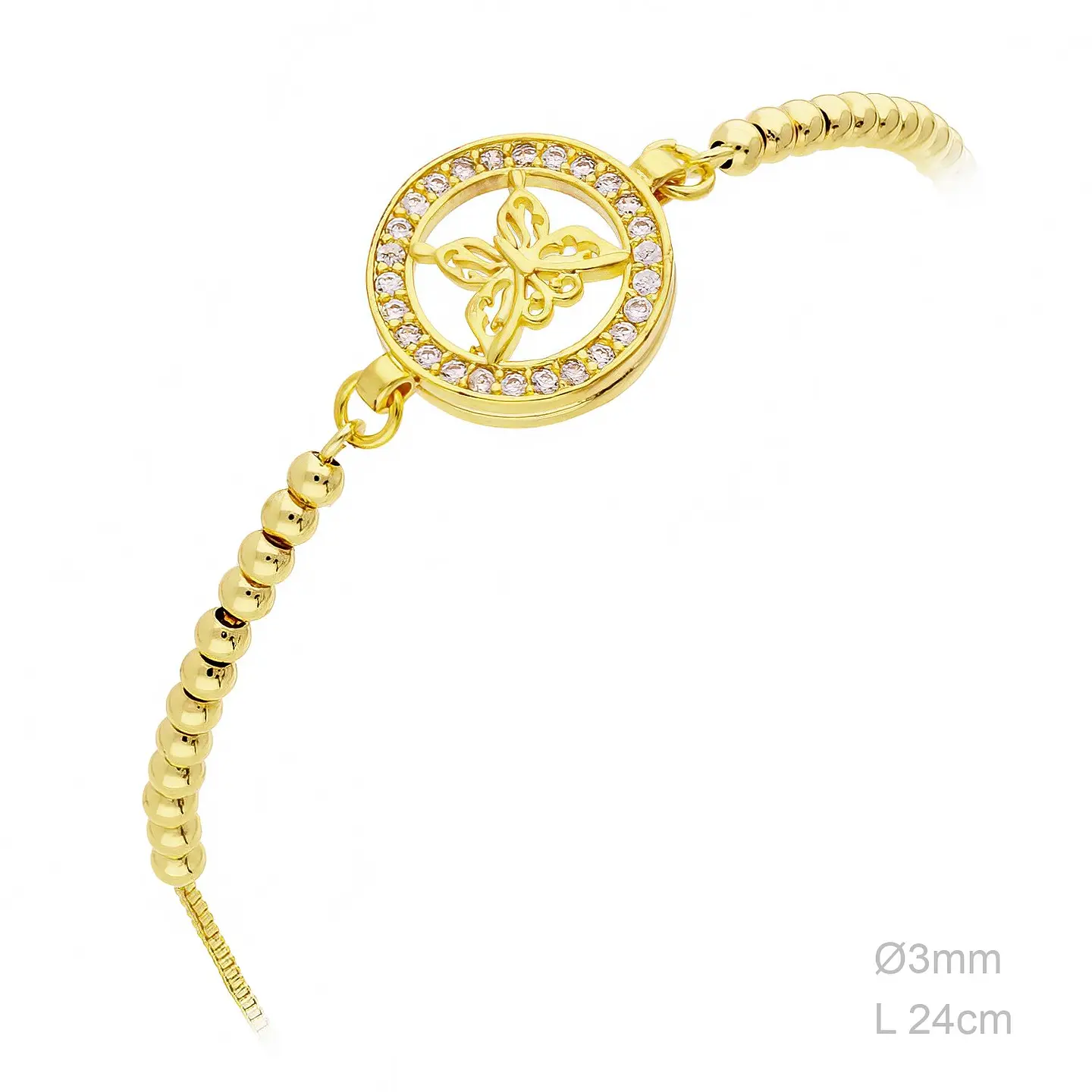Pulseira borboleta e zircónias Banhada a ouro 3