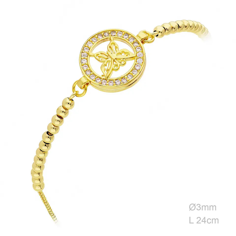 Pulseira borboleta e zircónias Banhada a ouro 3