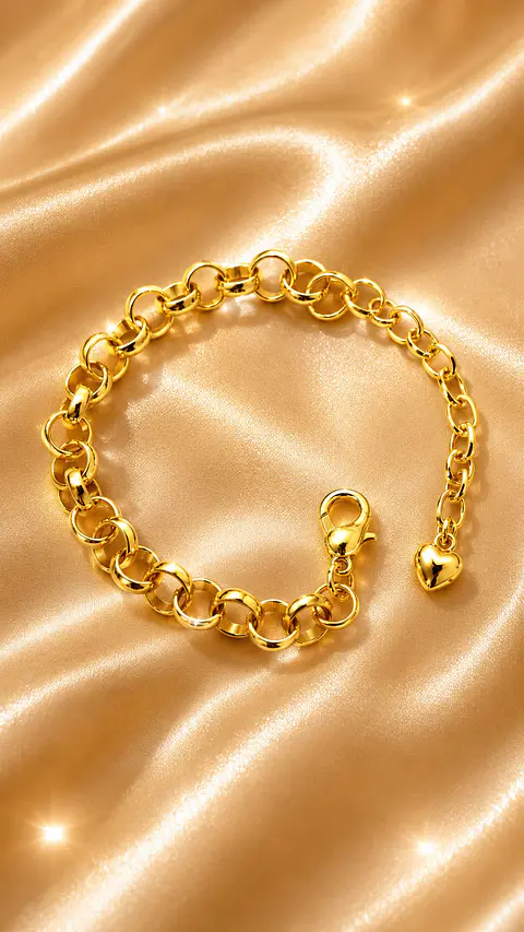 Pulseira elos redonda Banhada a ouro 