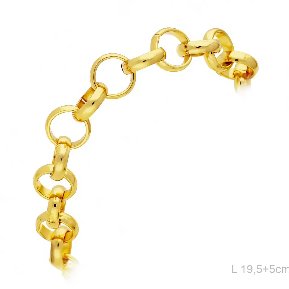 Pulseira elos redonda Banhada a ouro  3
