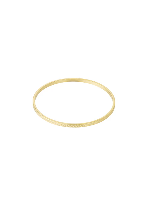 Pulseira rígida simples com padrão xadrez Banhado a ouro