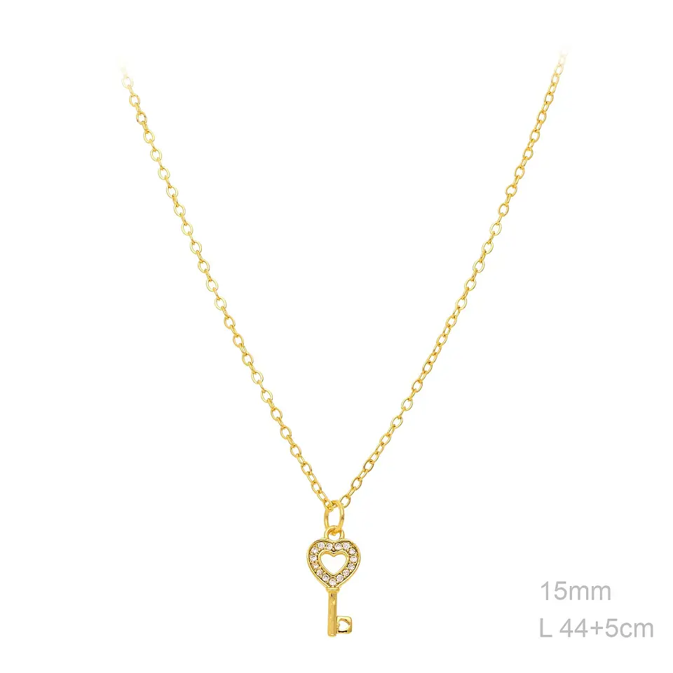 Colar com pingente de chave Banhado a ouro 1