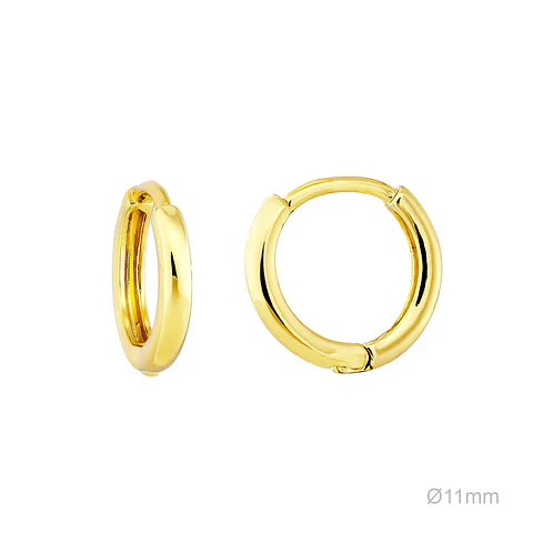 Brincos de argola 11mm Banhado a ouro