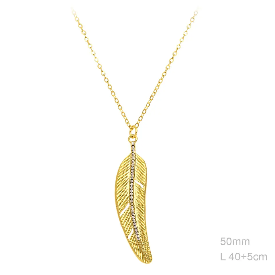 Colar com pingente de pena Banhado a ouro 1
