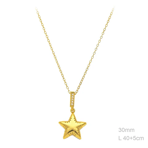 Colar com pingente de zircónias e estrela Banhado a ouro