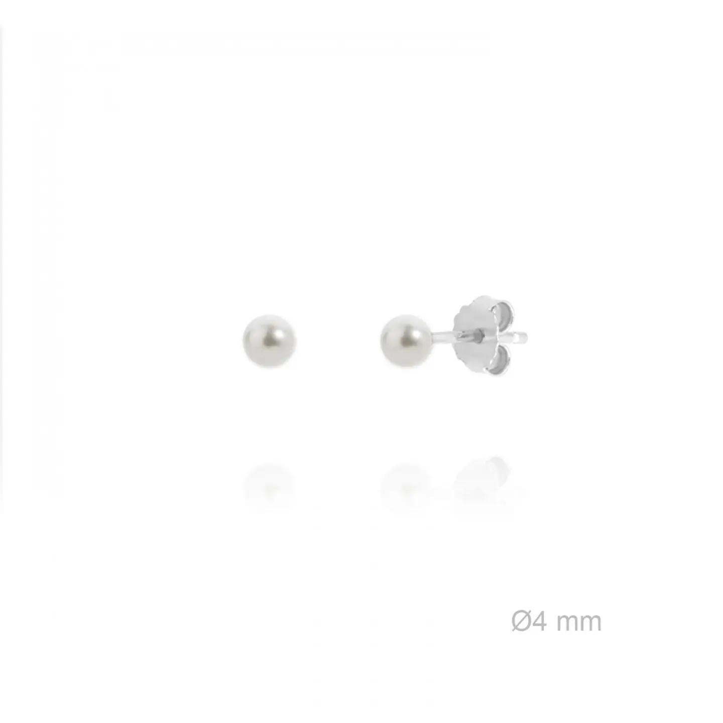 Brincos 4mm com pérola concha de nácar - Prata 1