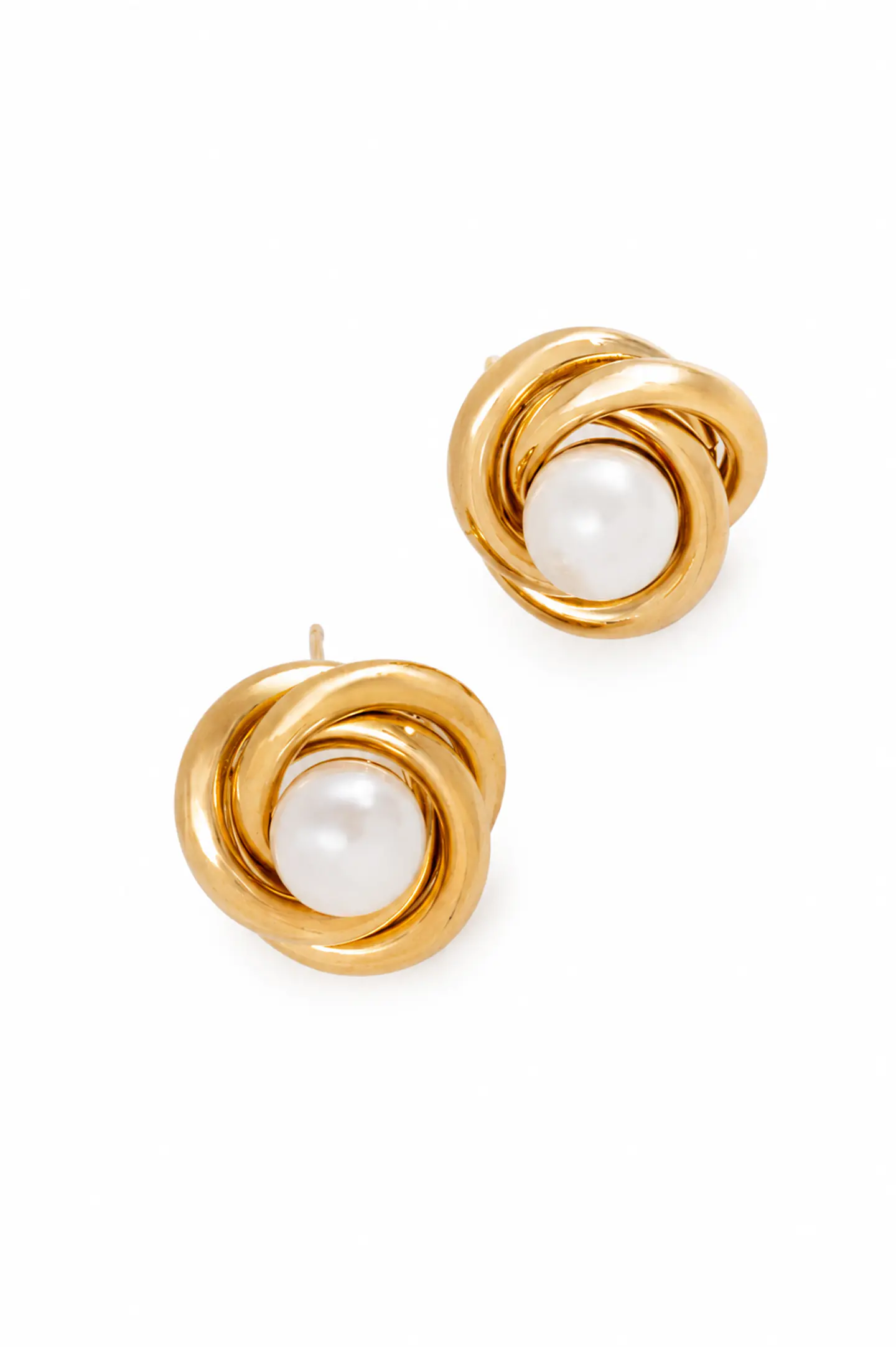 Brincos de pérola em espiral Banhados a ouro 1