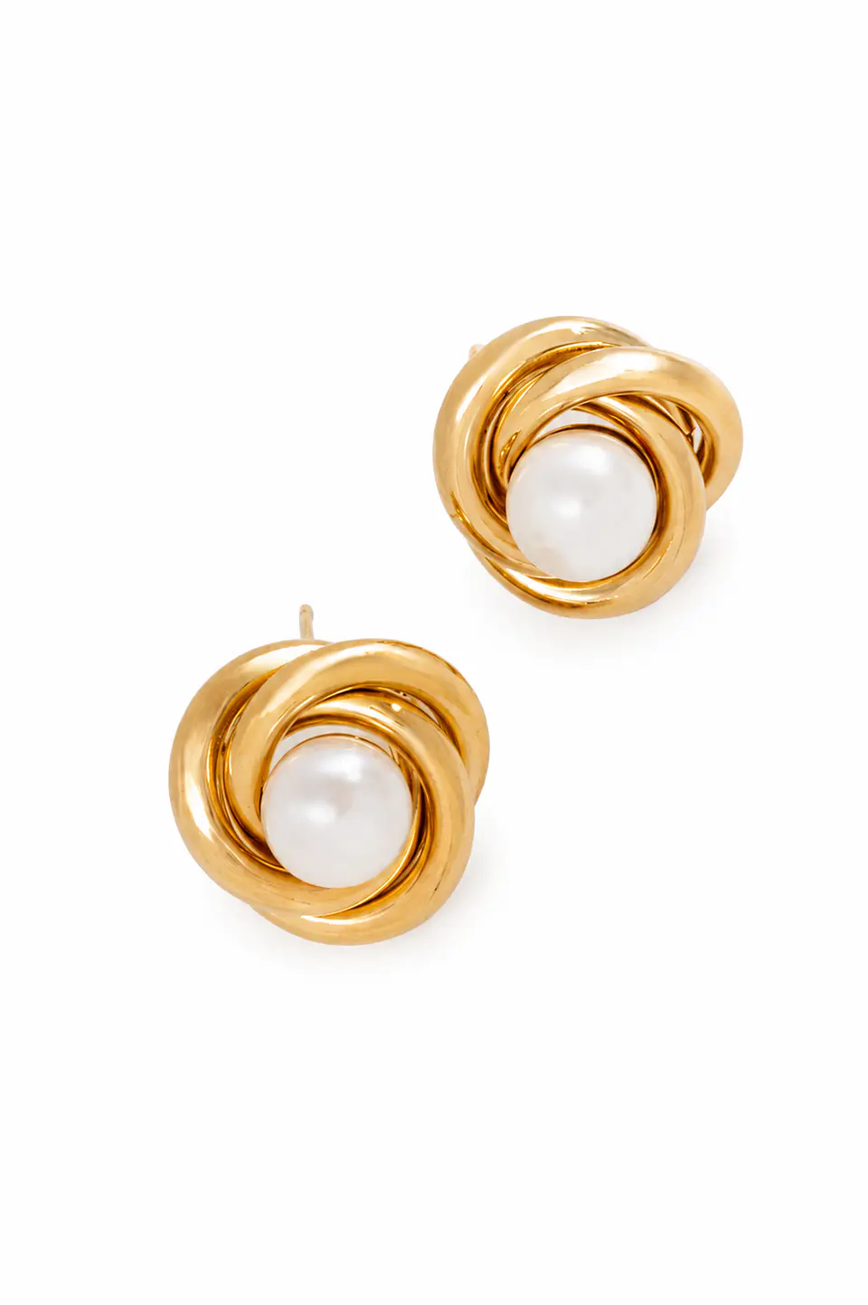 Brincos de pérola em espiral Banhados a ouro 1