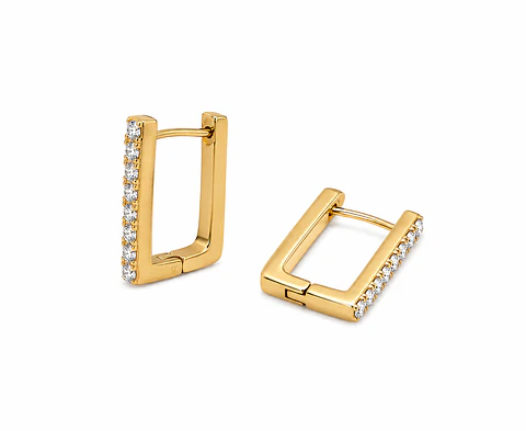 Brincos argola quadrada pequena micro zircónias Banhado a ouro
