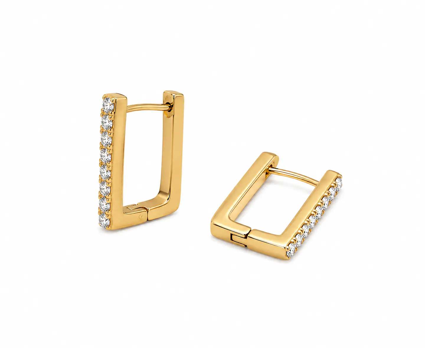 Brincos argola quadrada pequena micro zircónias Banhado a ouro 1
