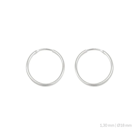 Brincos argola 18mm Ródio branco