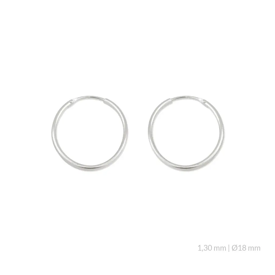 Brincos argola 18mm Ródio branco 1