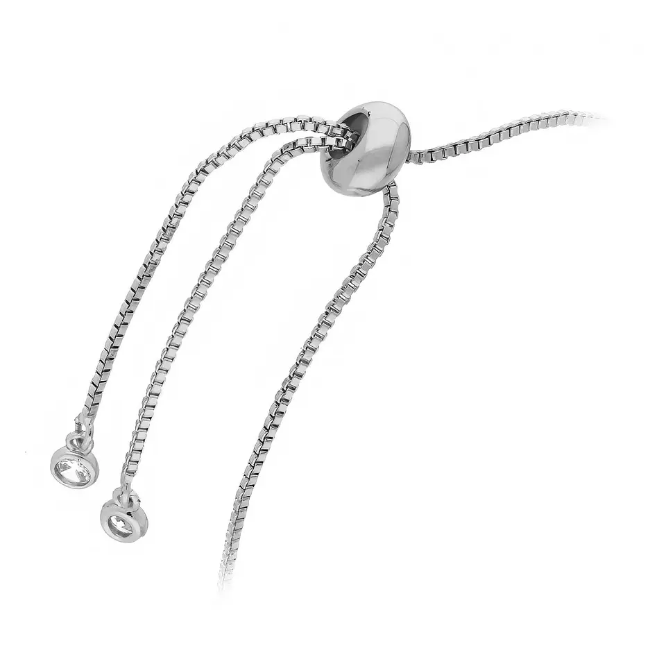 Pulseira ajustável com zircónias retangulares Ródio branco 2
