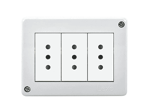 CASQUETE IP20 CON TOMACORRIENTE TRIPLE 10A 250V BLANCO