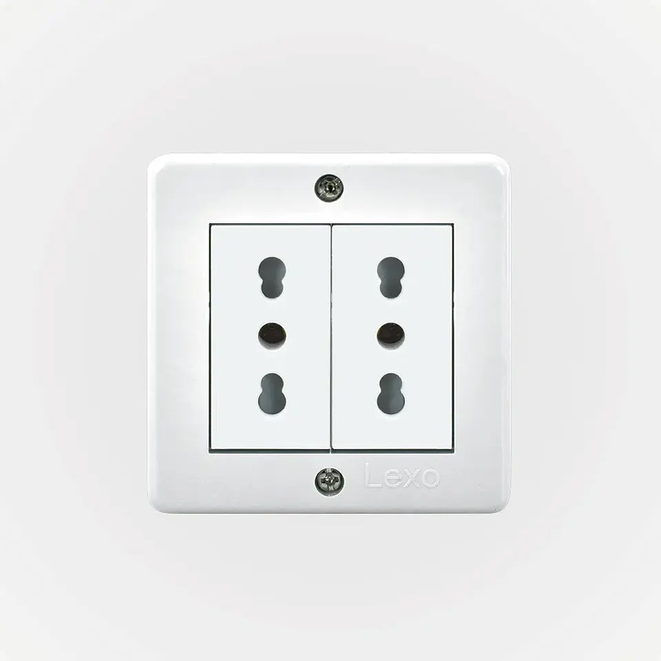 CASQUETE IP20 CON TOMA DE CORRIENTE DOBLE 10/16A 250V BLANCO LEXO 1