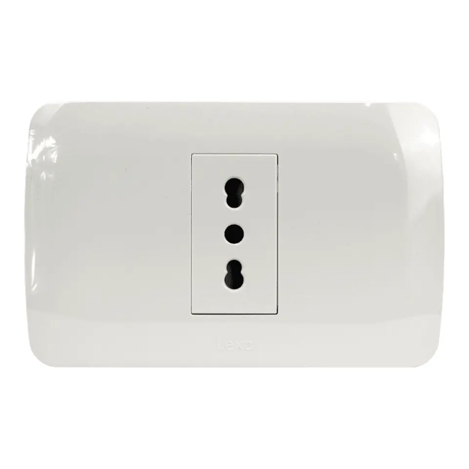 TOMA DE CORRIENTE SIMPLE 10/16A 250V BLANCO ARMADO LEXO 1