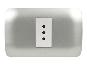 TOMA CORRIENTE SIMPLE 10A 250V BLANCO/PLATA ARMADO LEXO