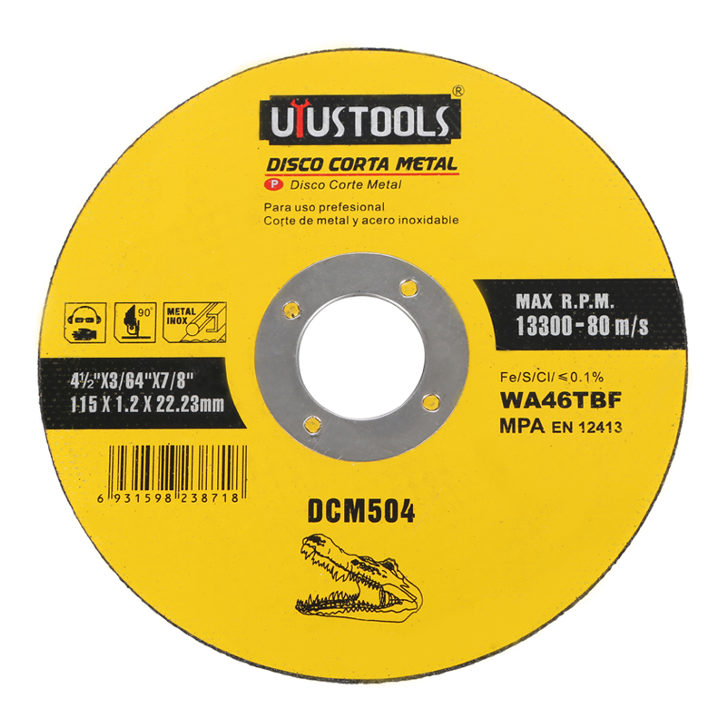 DISCO CORTE METAL / ACERO INOX. 4 1/2