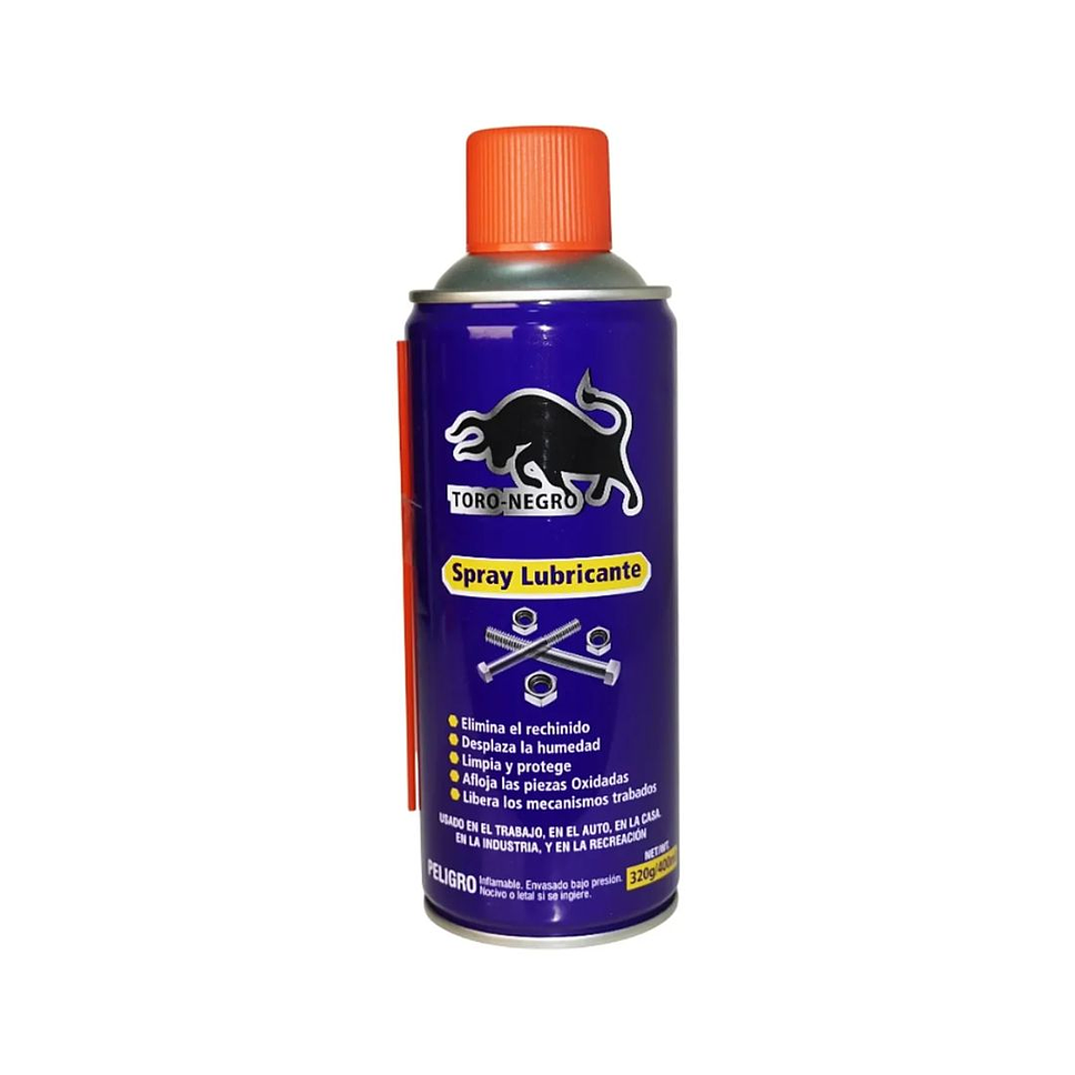 LUBRICANTE TIPO W40 LUBRICA LIMPIA AFLOJA PROTEGE 400ML TORO NEGRO 1