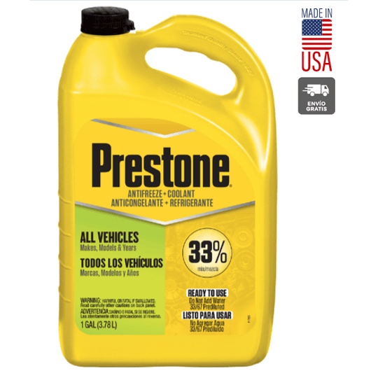 Anticongelante + Refrigerante Prestone al 33% (verde fluor) 3,78 lts