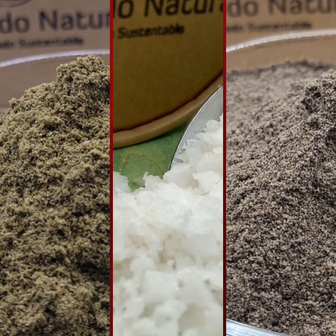 Combo Maestro Cocinero (Sal de Mar Gruesa, Aliño Completo, Pimienta Negra Polvo) 1