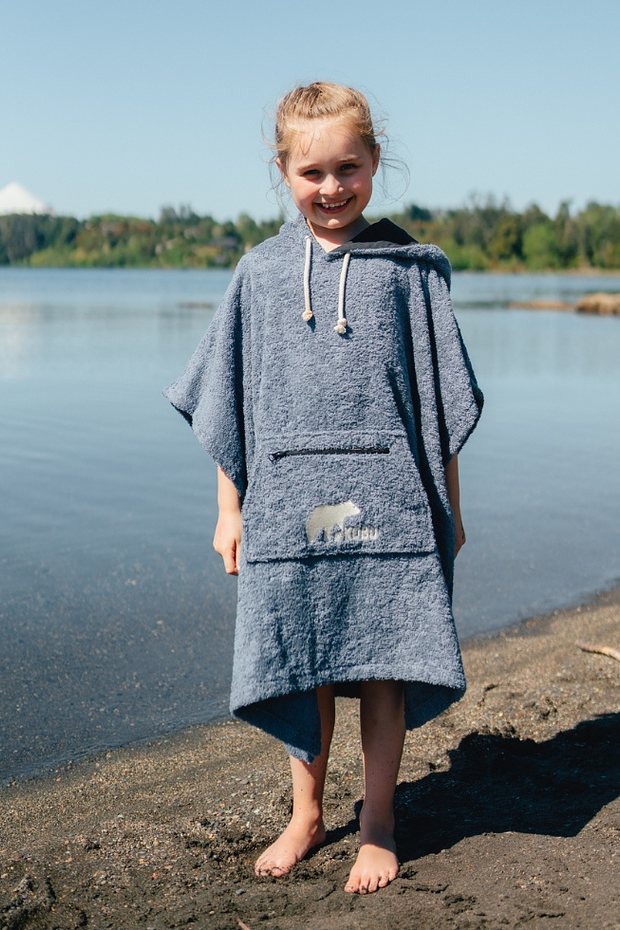 Poncho Toalla Kobu Kids Azul Piedra