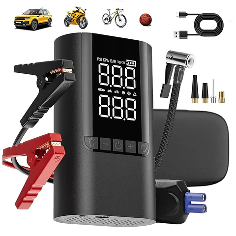 ARRANCADOR DE BATERIA + INFLADOR Y LED PORTATIL 