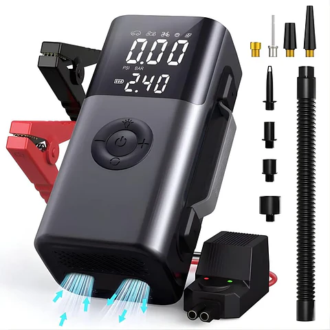 Arrancador de Batería para Auto 2000A con Compresor Digital 150 PSI Portátil 12V