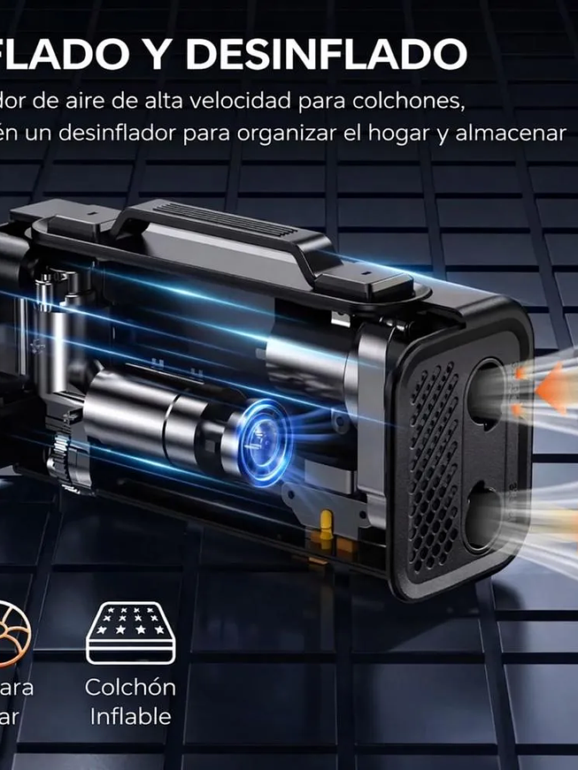 Arrancador de Batería para Auto 2000A con Compresor Digital 150 PSI Portátil 12V 2