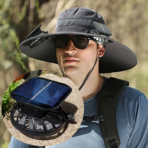 SOMBRERO CON VENTILADOR (CON PANEL SOLAR)