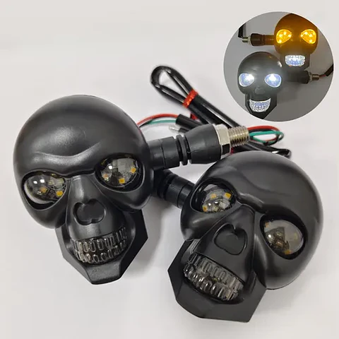 DIRECCIONALES PARA MOTO EN FORMA DE CALAVERA 