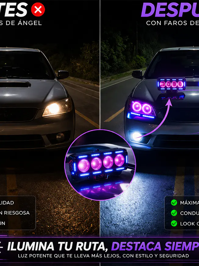 Faro Exploradora Led Ojo De Angel 4x4 Con Ventilador Gama A 4 Cables Negro Blanco Neutro 2