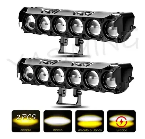 Par Faros Auxiliares Lupa Dual Amarillo Y Blanco 12 / 24v ( 2 piezas)