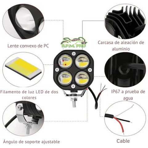 Neblinero Exploradoras Led Bicolor 4 Lupas Cuadrado