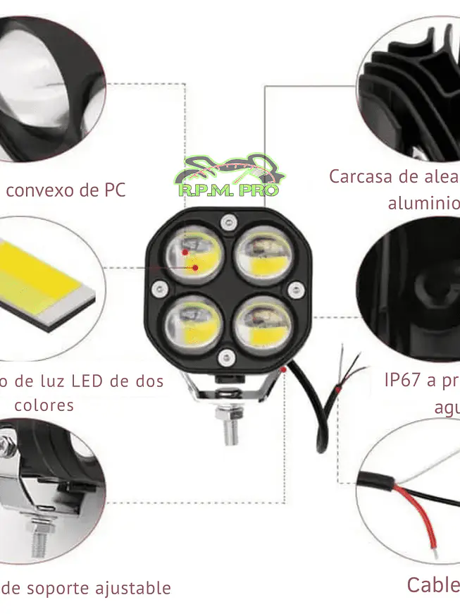 Neblinero Exploradoras Led Bicolor 4 Lupas Cuadrado 1
