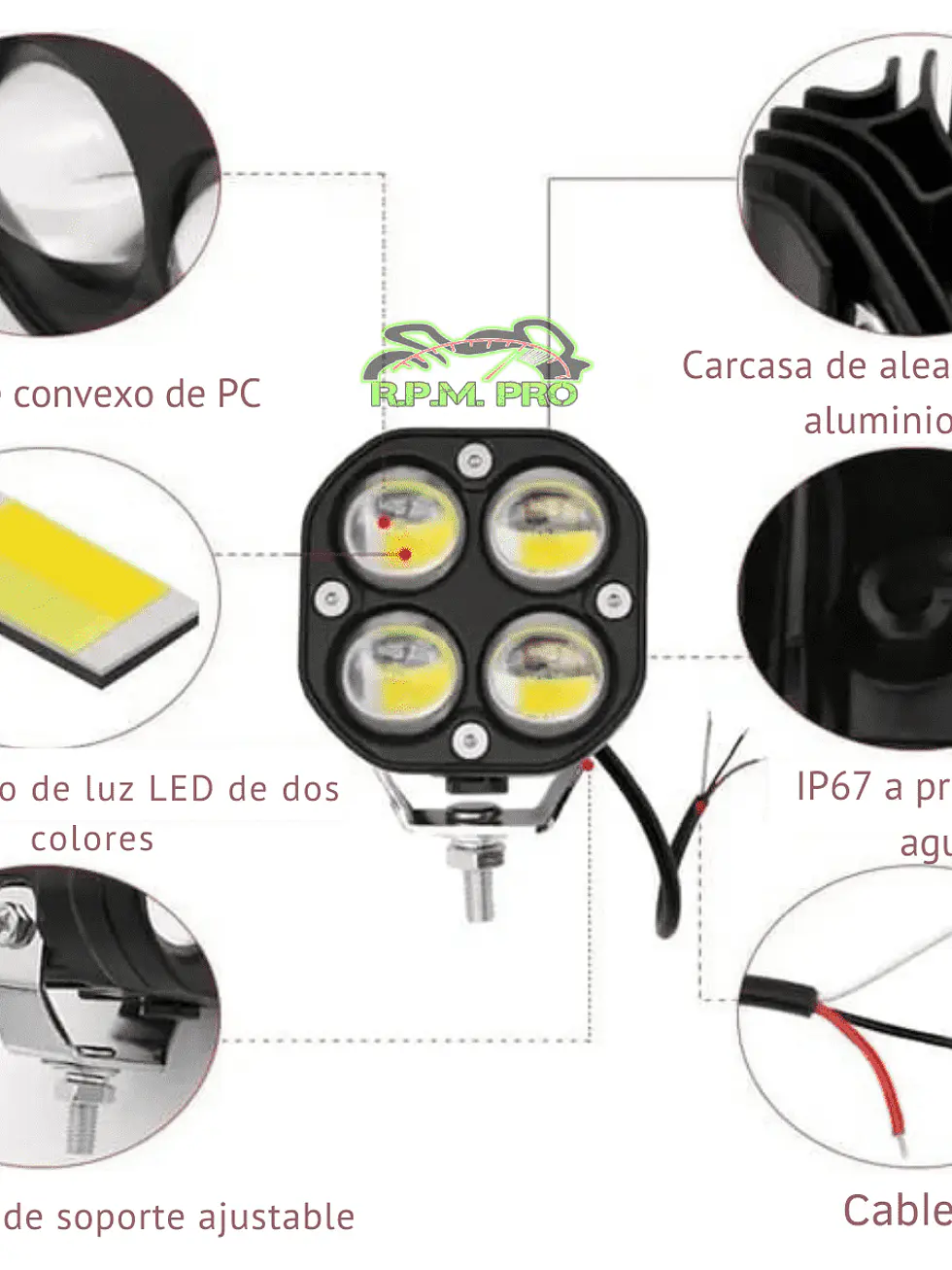 Neblinero Exploradoras Led Bicolor 4 Lupas Cuadrado 1