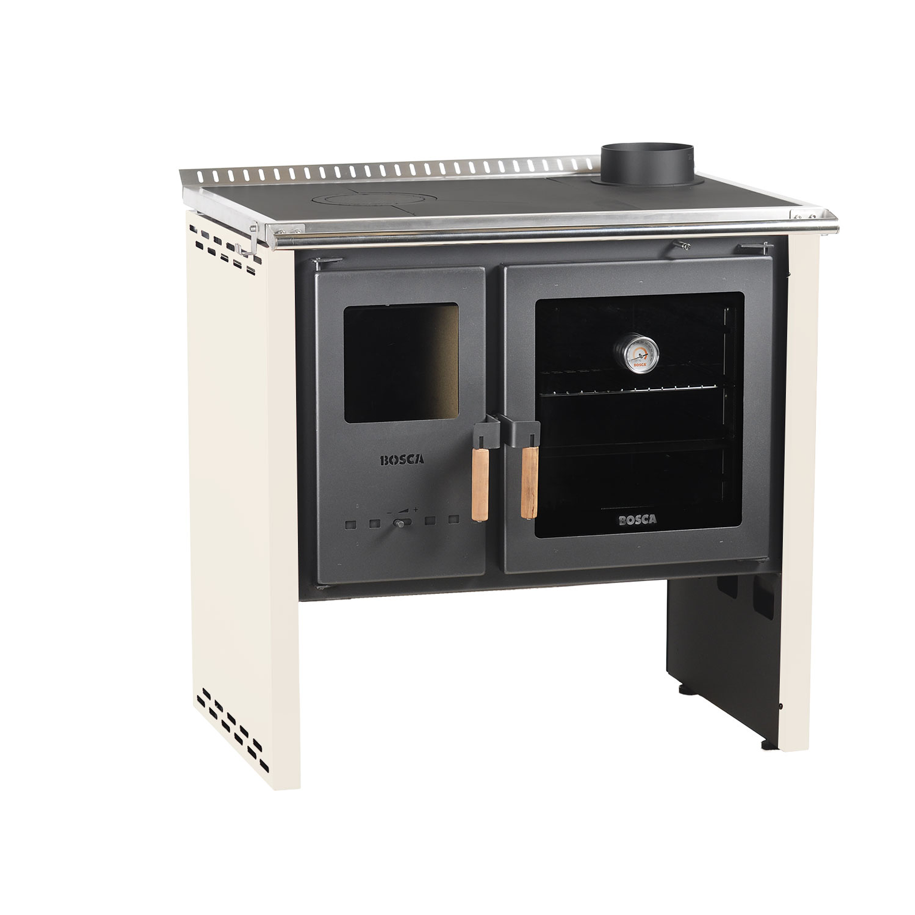 Pack Cocina a Leña Bosca Hestia 90 Marfil + Kit Base