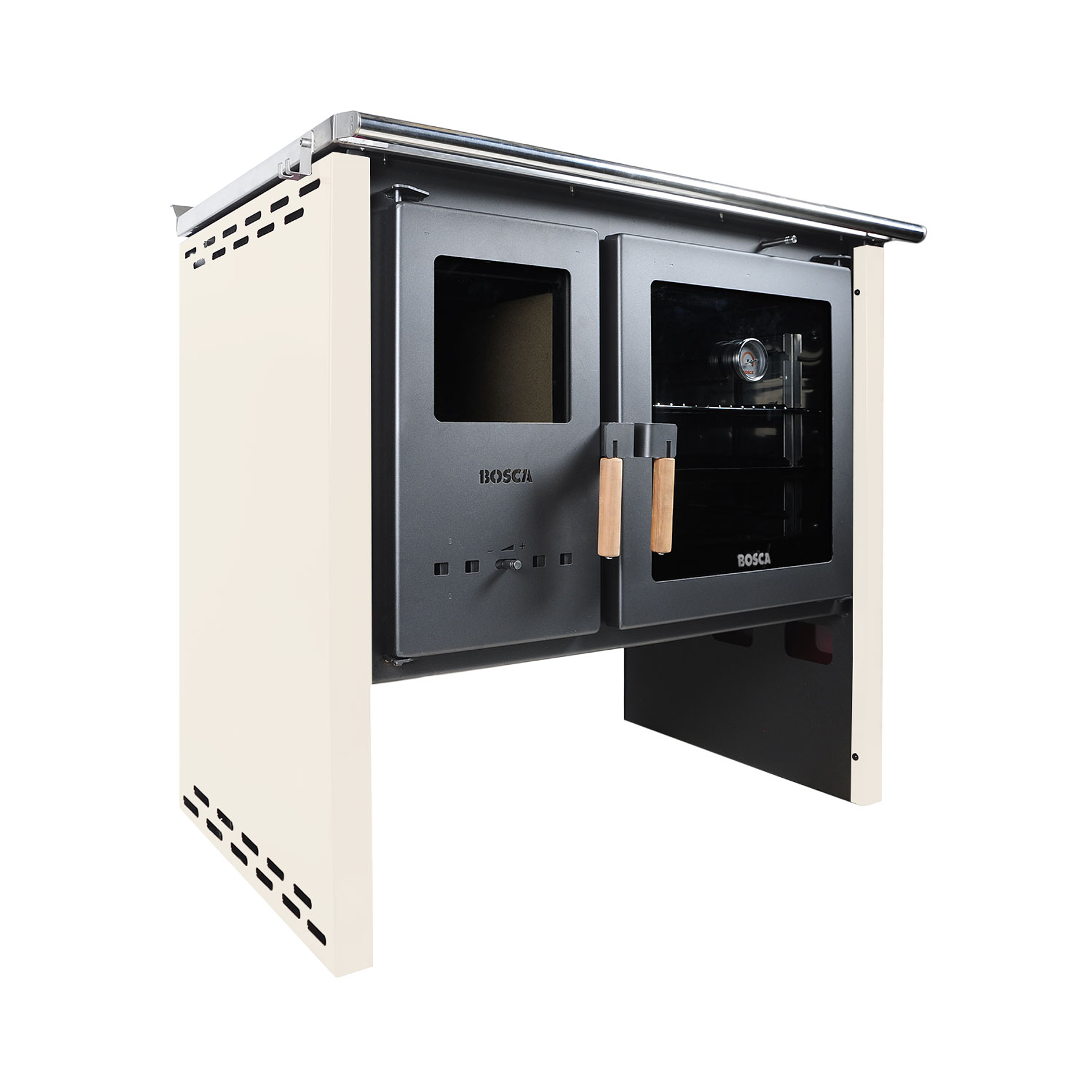 Pack Cocina a Leña Bosca Hestia 90 Marfil + Kit Base