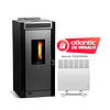 Pack estufa a pellet Black Vision  Negro + Calefactor Atlantic F120 1000W de regalo