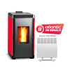 Estufa a pellet Hera+ Rojo + Calefactor Atlantic F120 1000W de regalo