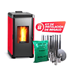 Estufa a pellet Hera+ Rojo + kit de Instalación interior de regalo