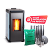 Estufa a pellet Hera+ Azul + kit de Instalación interior de regalo