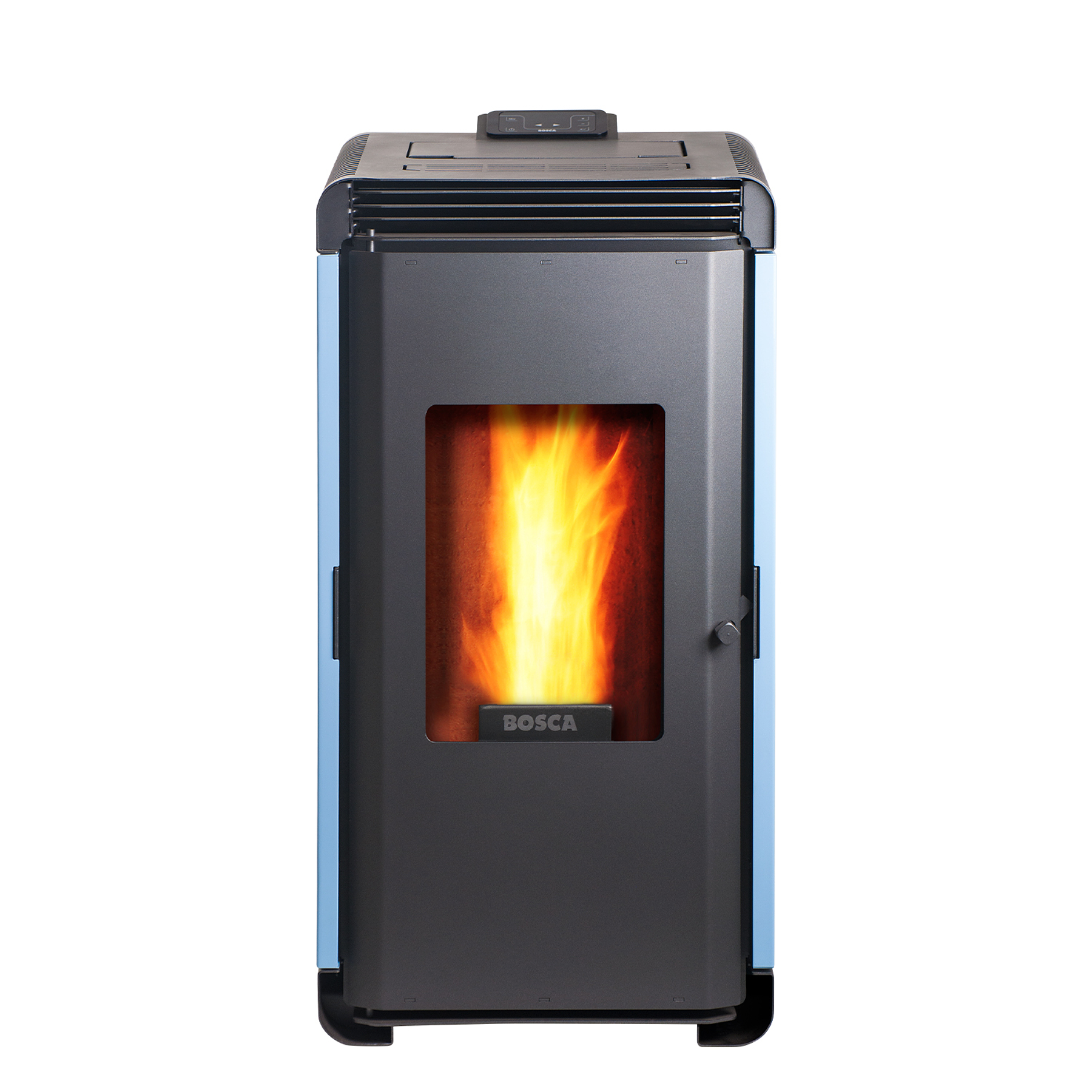 Estufa a pellet Hera+ Azul + kit de Instalación interior de regalo