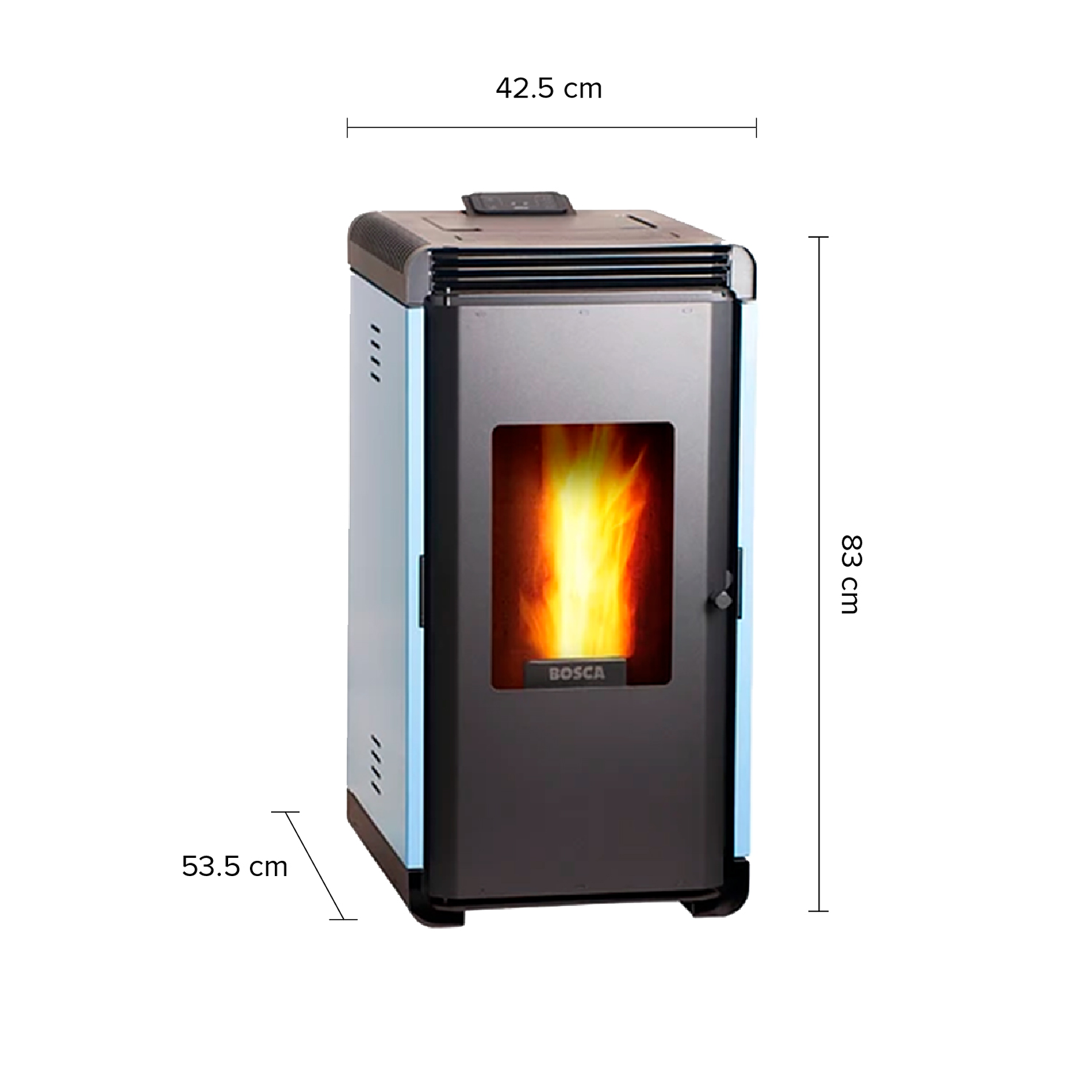 Estufa a pellet Hera+ Azul + kit de Instalación interior de regalo