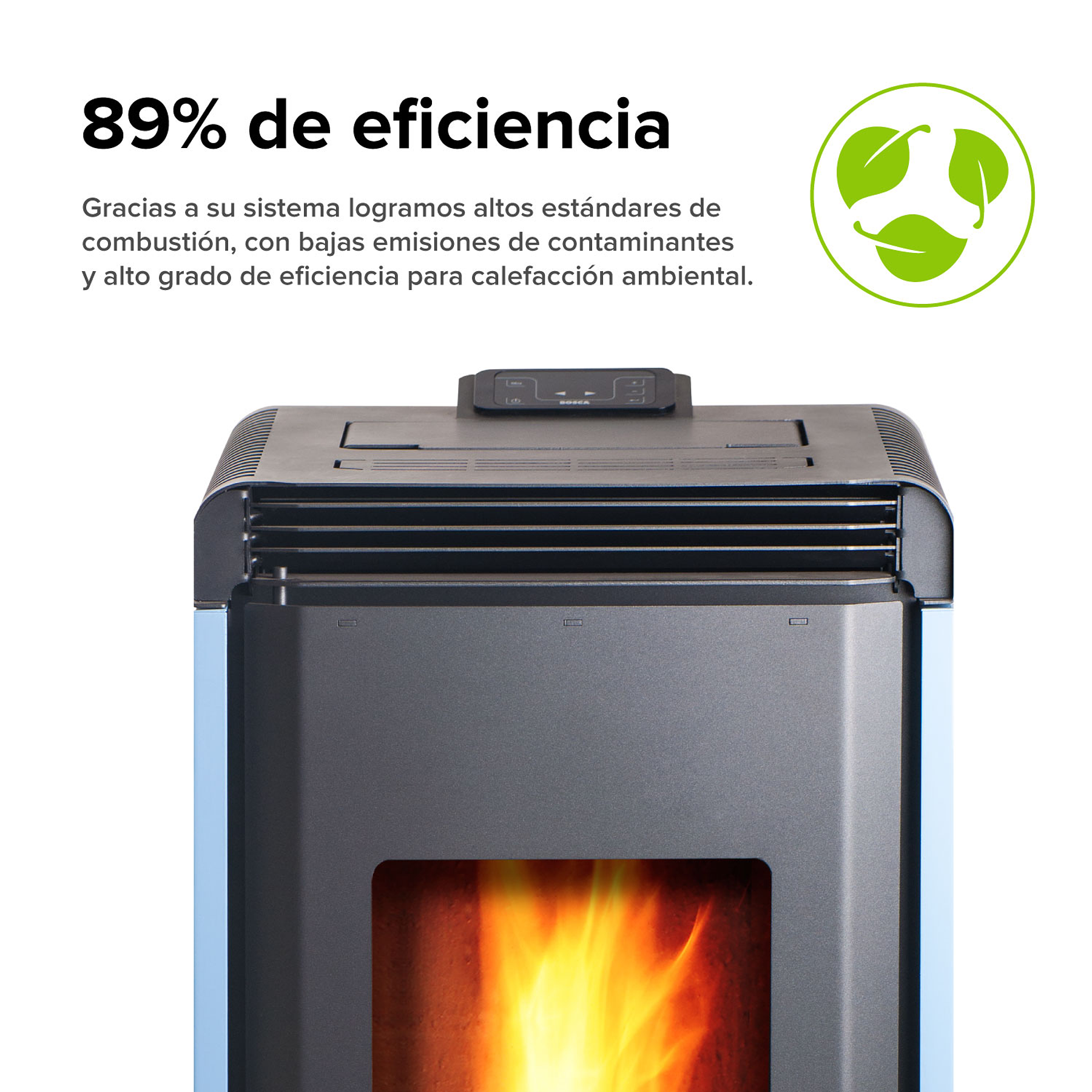 Estufa a pellet Hera+ Azul + kit de Instalación interior de regalo